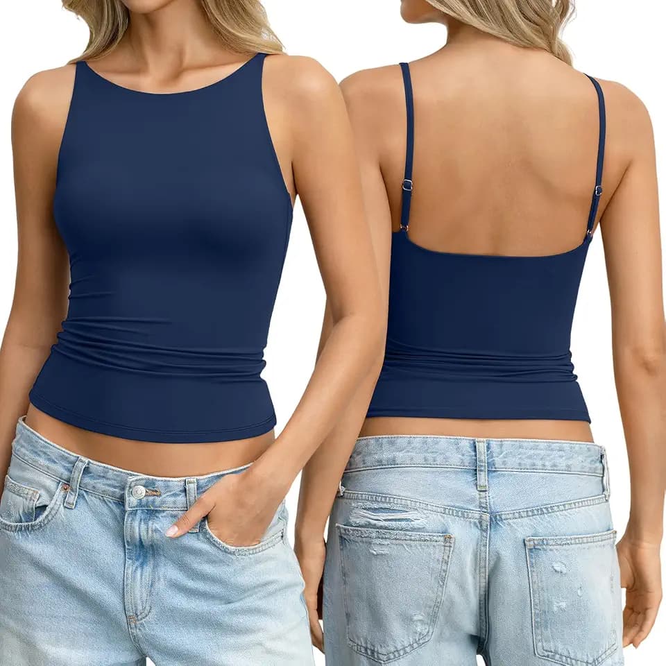 EasyGala Womens Double Lined Tank Top Boat Neck Spaghetti Strap Camisole