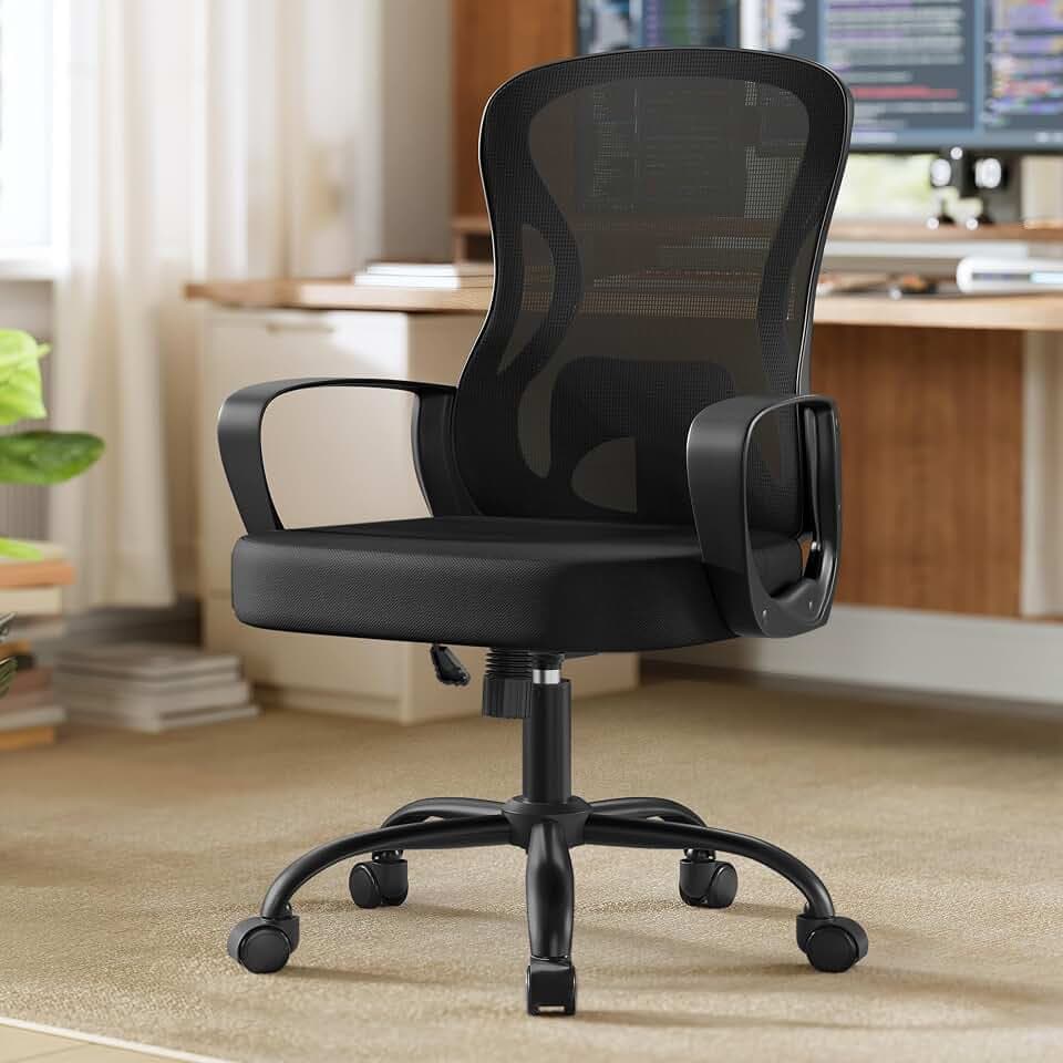 SONGMICS Bürostuhl ergonomisch, mit Netzgewebe, Lendenstütze, Armlehnen
