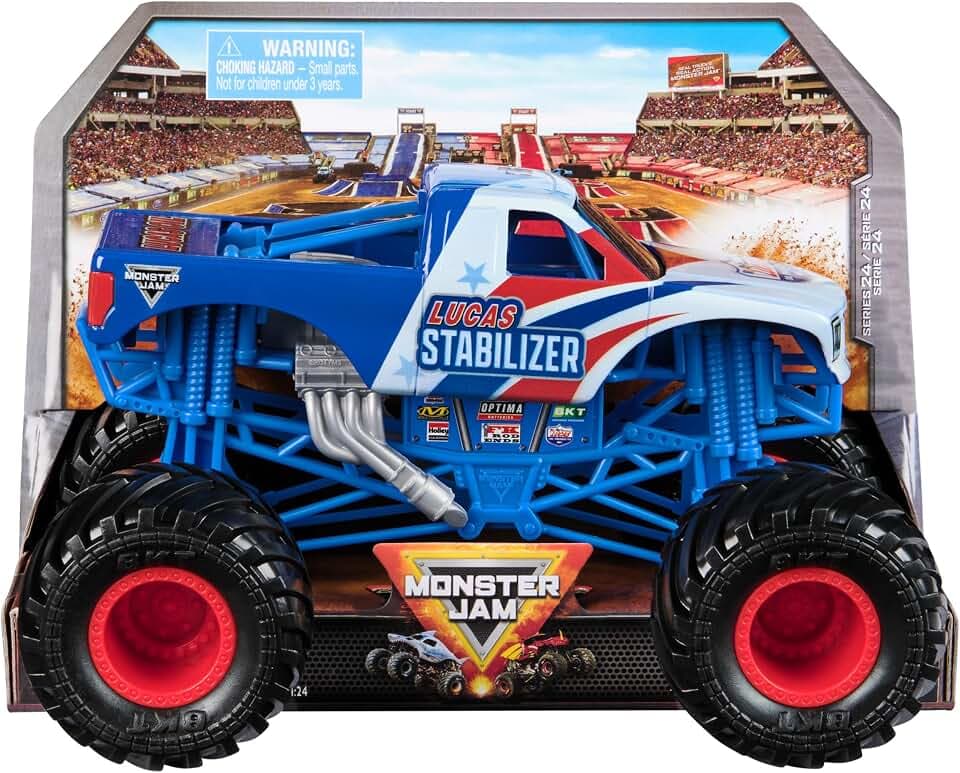 Monster Jam, offizielles Lucas Stabilizer Monster-Truck-Sammlerstück, Druckgussfahrzeug im Maßstab 1:24, Kinderspielzeug für Jungen und Mädchen ab 3 Jahren