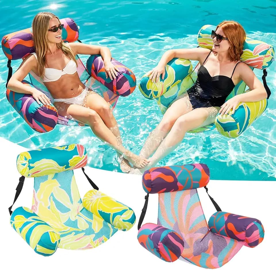 Inflatable Pool Floats Chair, 2 Pack Water Floating Chairs Adult Heavy Duty