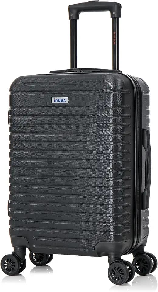 InUSA DEEP Luggage with GEL Handle | Spacious Traveling Suitcases, Travel Suitcase with Dual Spinner Wheels and Studs | 20 Inch Carry On Hardside Luggage | Black