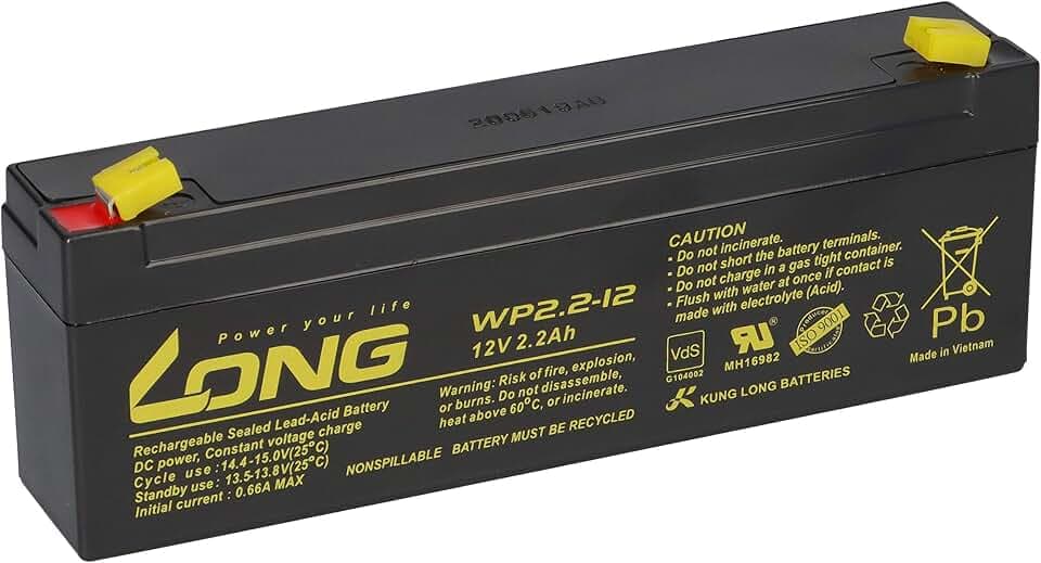 12V 2,2Ah Long WP2.2-12 VDs Akku AGM Blei Batterie 2,1Ah 2,3Ah Alarmanlage