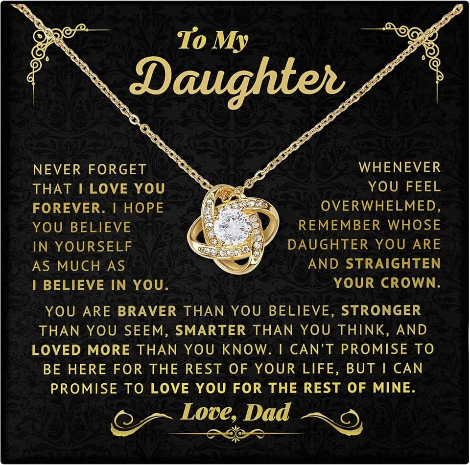 To My Daughter Necklace from Dad – Meaningful Daughter Gift, Inspirational Jewelry with Message Card, Birthday, Graduation, Christmas Gifts for Daughter from Father or Mom