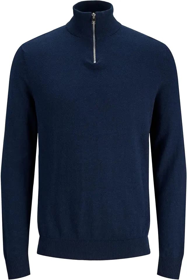 JACK & JONES Male Strickjacke mit Viertelreißverschluss Einfarbig Strickjacke mit Viertelreißverschluss