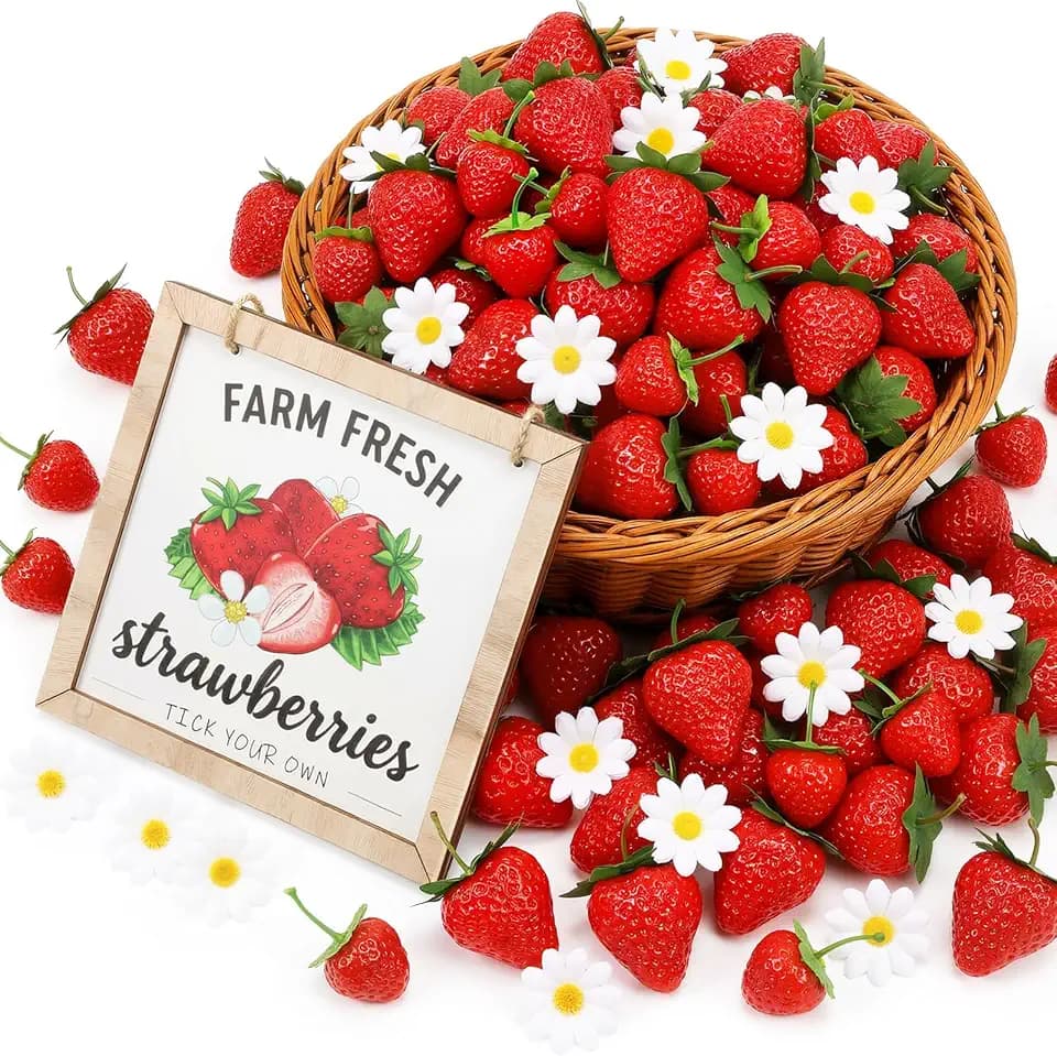 Norme 81 Pcs Artificial Strawberry Decoration for Centerpiece