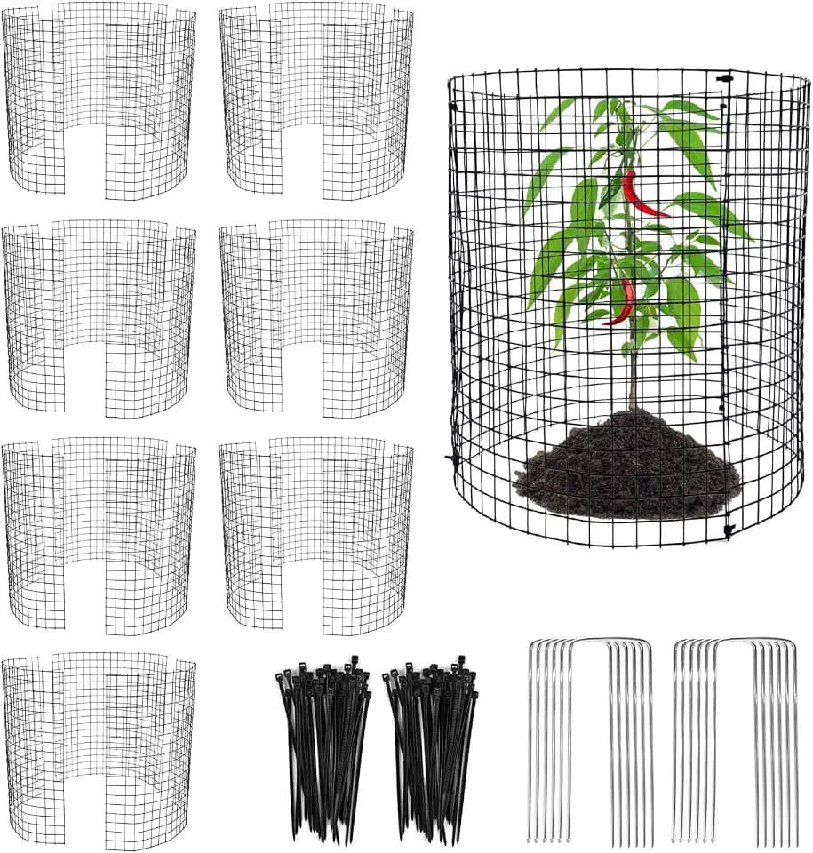 24 PCS Round Plant Protector from Animals, 8 Pack 12'' x 12'' Metal Plant Cages，24Pcs Metal Mesh to Keep Animals Out, Garden Protection Bunny Barricades, Wire Plant Protectors for Rabbits Chicken Duck