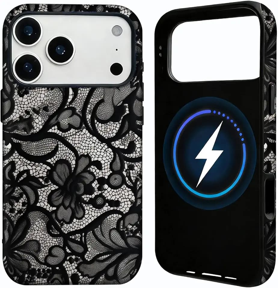 for iPhone 17 Pro Phone Case for Magsafe Lace Phone Case Black
