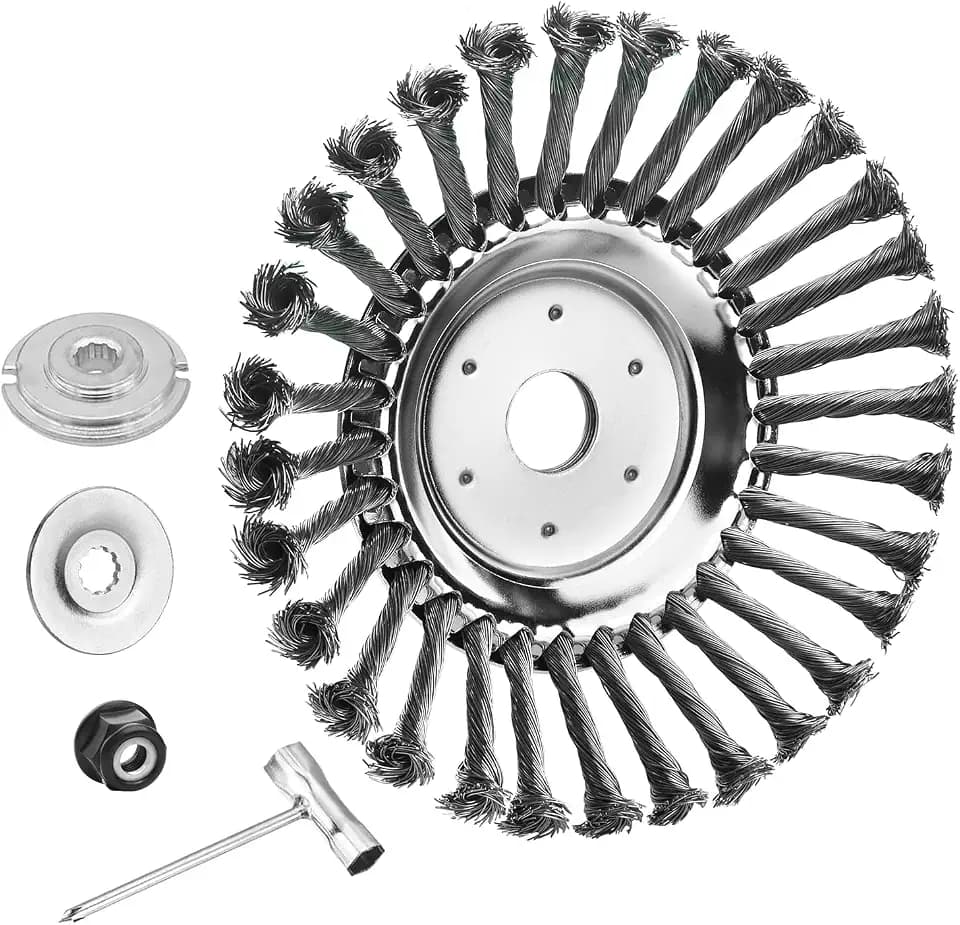 10 Inch Unbreakable Wired Trimmer Blade, Steel Wire Cutter Trimmer Head, Wire Rotary Brush Weed Trimmer Head, Weed Eater Head with Adapter Kit for Moss Grass Rust Removal, Gardening Lawnmower
