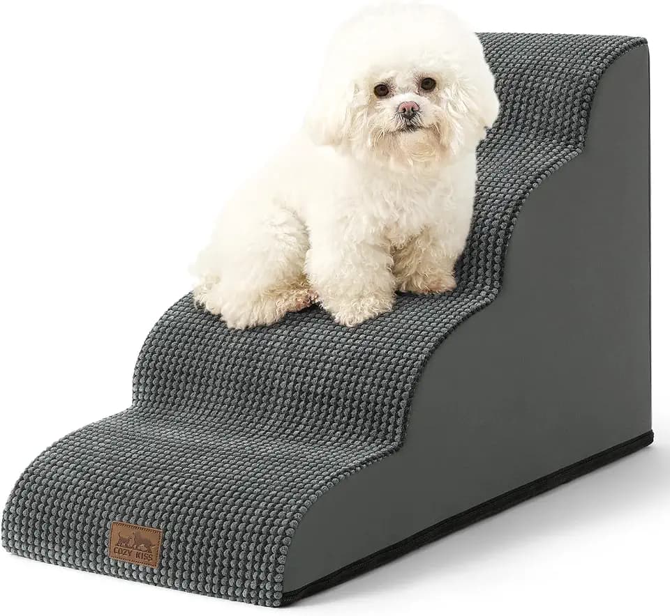 COZY KISS Dog Stairs for Small Dog 19.7" H, 4 Step Pet Ramp for Bed