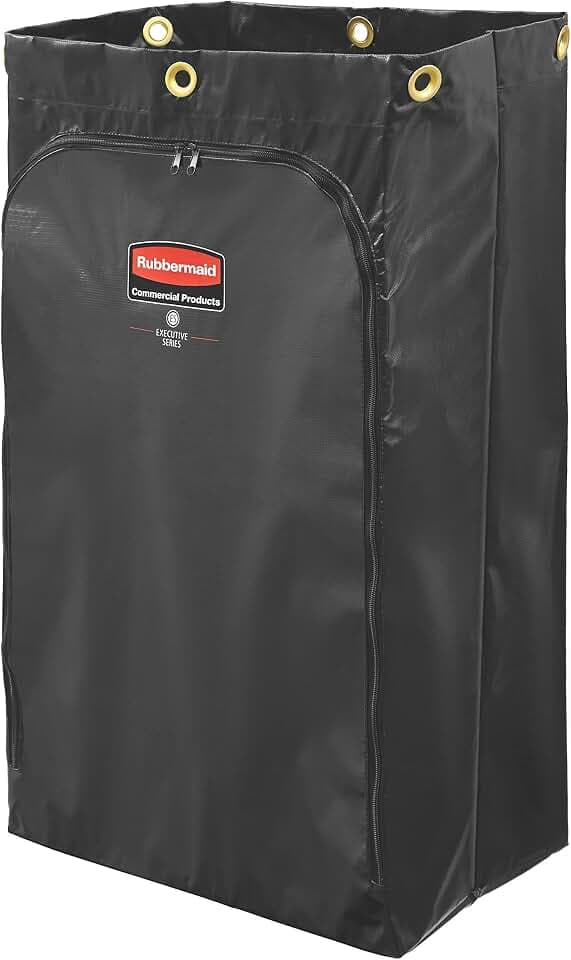 Rubbermaid Commercial Products Cleaning Cart Bag 24-Gallon Yellow Collecting Refuse or Laundry Items Janitorial and Housekeeping Carts Zippered Front