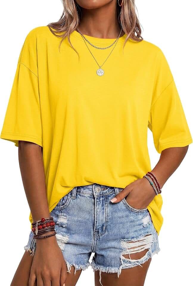 YUCOLEN Oversized Tshirts for Women Cotton Loose Tops