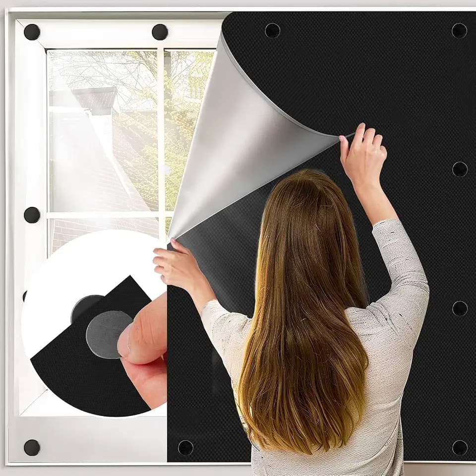 BKSAI Fenster Verdunkelung Magnetisch 400X145CM Verdunklungsstoff | Verdunkelungsrollo Magnetverschluss, ohne Bohren, für Dachfenster, Sonnenschutz, Abnehmbare Verdunklung, für Urlaub