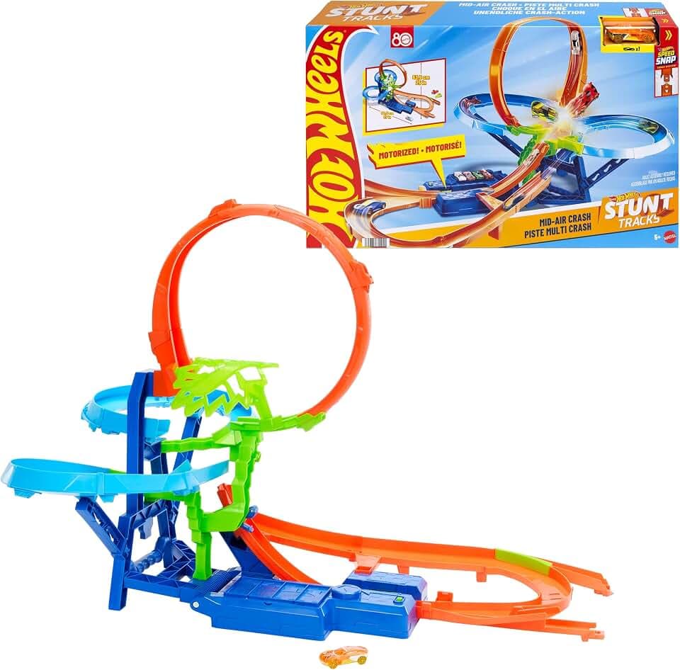 Hot Wheels Stunt Track Mid-Air Crash & 1:64 Spielzeugauto
