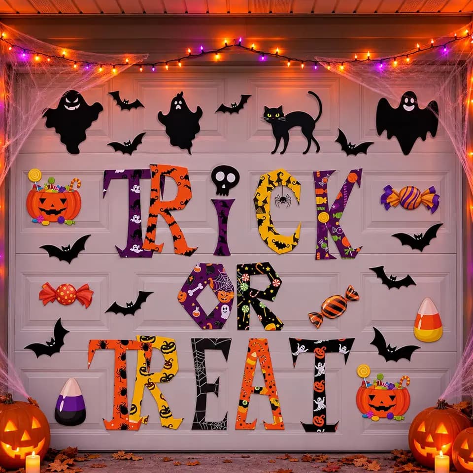 Bememo 26 Pcs Halloween Garage Door Magnets, Trick or Treat Magnetic Decor