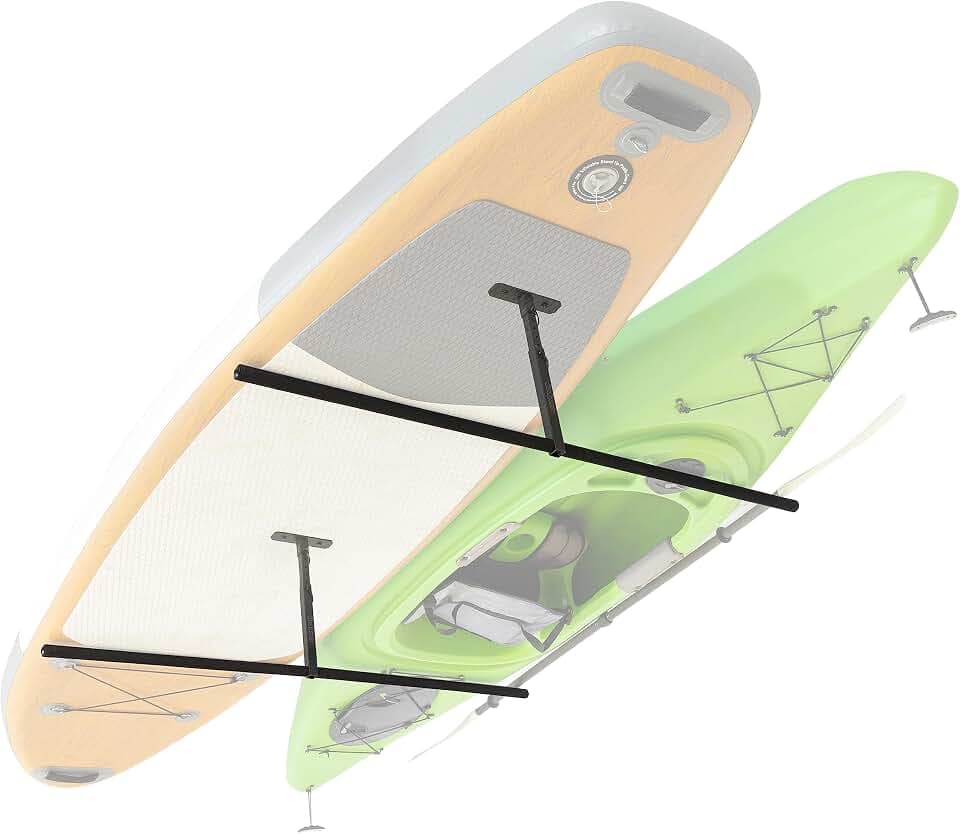 GoSports Kayak Rack for Garage Ceiling Mount - Adjustable Storage Hangers for 2 Kayaks, SUPs, or Surfboards