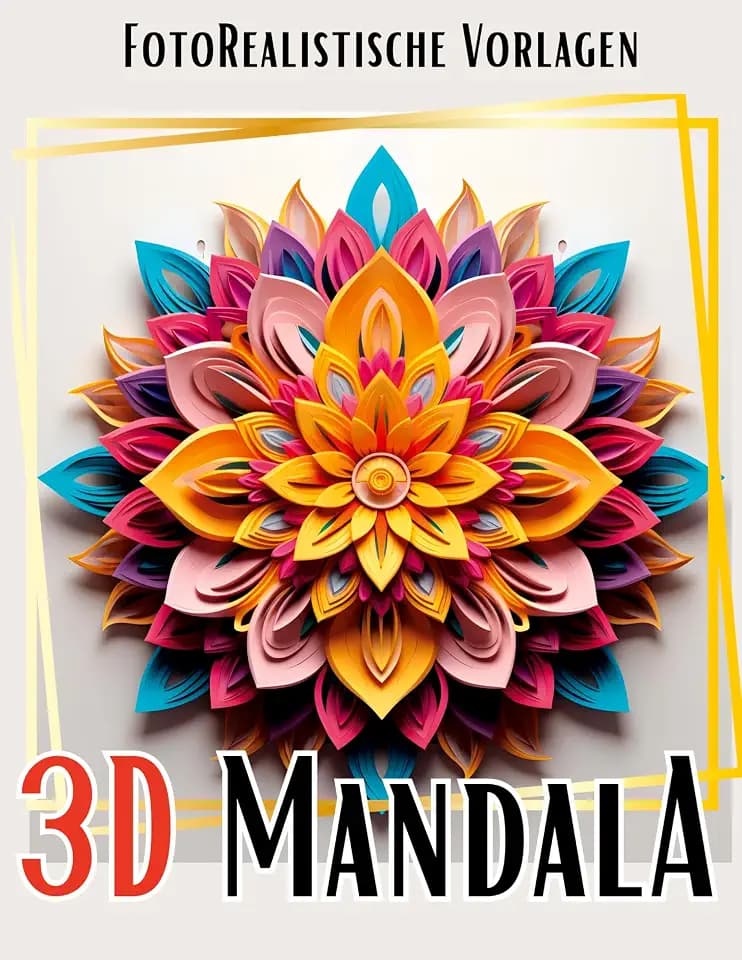 3D Mandala Malbuch „Black & White“: Wunderschöne 3D Mandalas auf weißen und schwarzen Hintergründen. 3D Malbuch Mandala. (Black Midnight- Mandala)