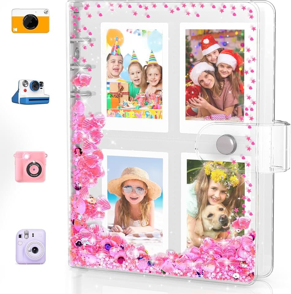 Kinder-Fotoalbum für Instax Mini, Fotoalbum für Polaroid, anwendbar für Fujifilm Instax Mini 11 12 40 Kodak Mini Foto, Geschenk für 4 5 6 7 8 9 10 11 12 Jahre alte Mädchen (200 Fotos)