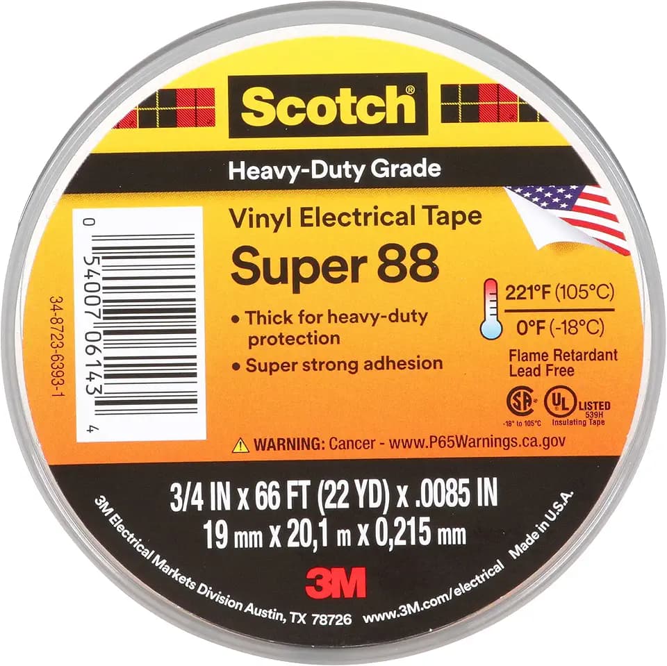 3M Scotch Super 88 Elektro Isolierband, Vinyl, schwarz, 19 mm x 6 m