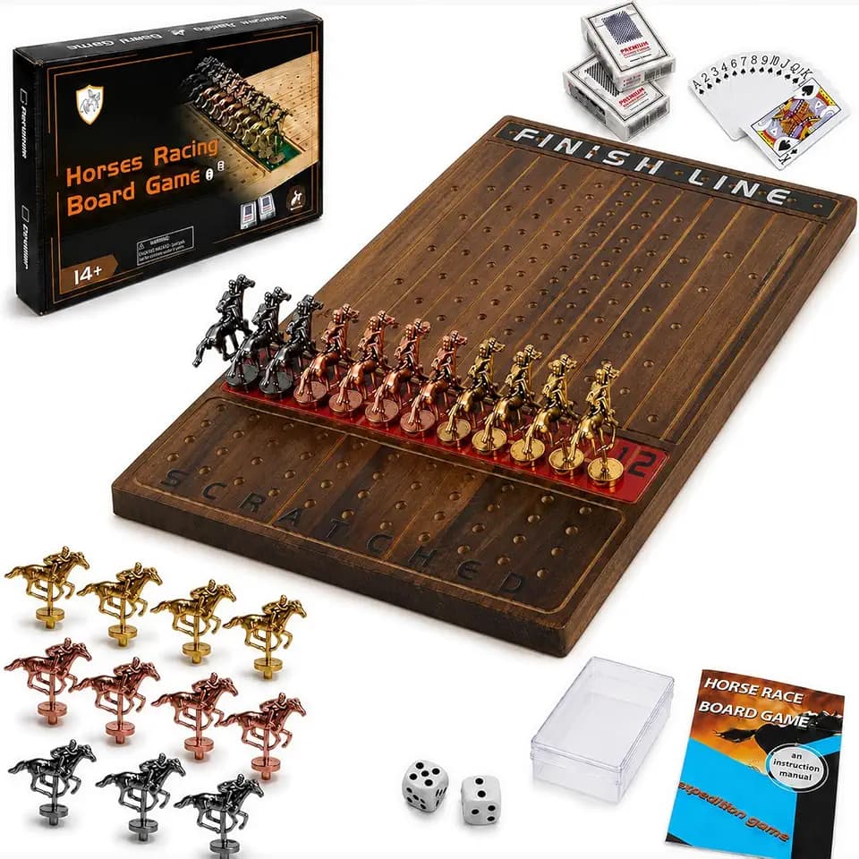 Jyquorp Horse Race Board Game (15.6" x 10") for 2-11 Players