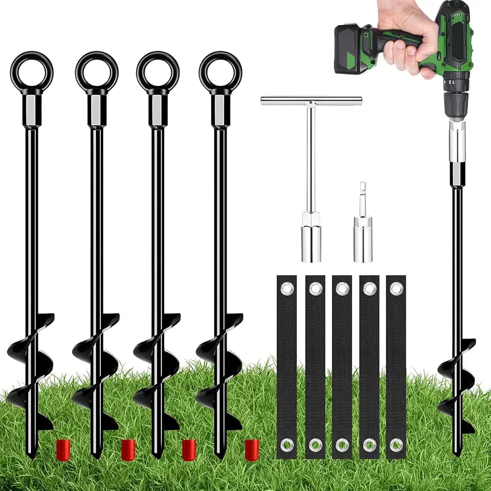 Bodenanker zum Eindrehen, Erdanker aus Stahl 45,9 cm – Robuste Bodenanker für Trampolin, Zelt, Schaukel & Markise, Wind- und rostbeständig, ideal für Garten & Camping