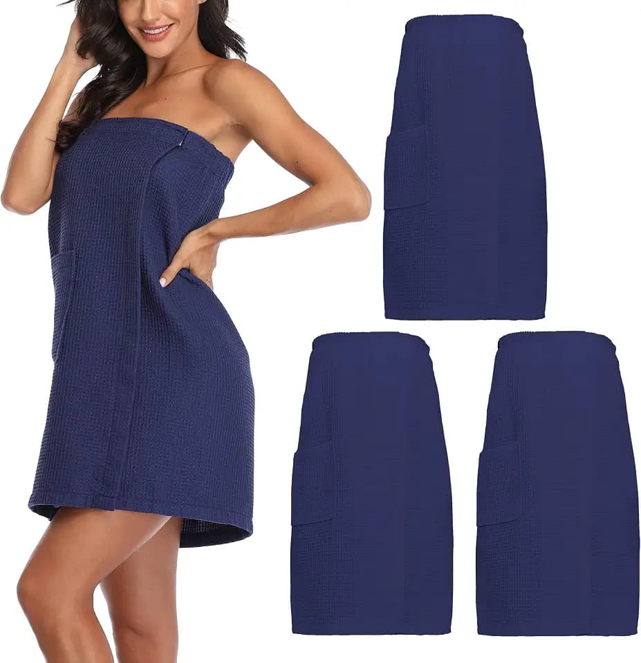 3 Pcs Towel Wrap for Women Waffle Spa Body Bathrobe Soft Shower Robe
