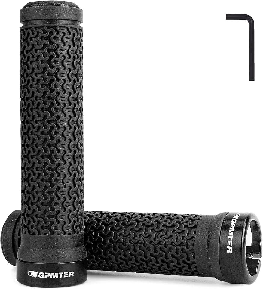 GPMTER Bike Handlebar Grips, Single Lock on Bicycle Handle Bar, for BMX, Mountain, MTB, Beach Cruiser, Scooter, Folding Bike, Soft Non-Slip-Rubber Hand Grip Comfortable Ergonomic