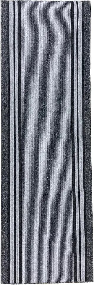 Langer Teppich für Flur, Küche, Eingangsbereich, rutschfest, grau, waschbar in Waschmaschine und Handwäsche.