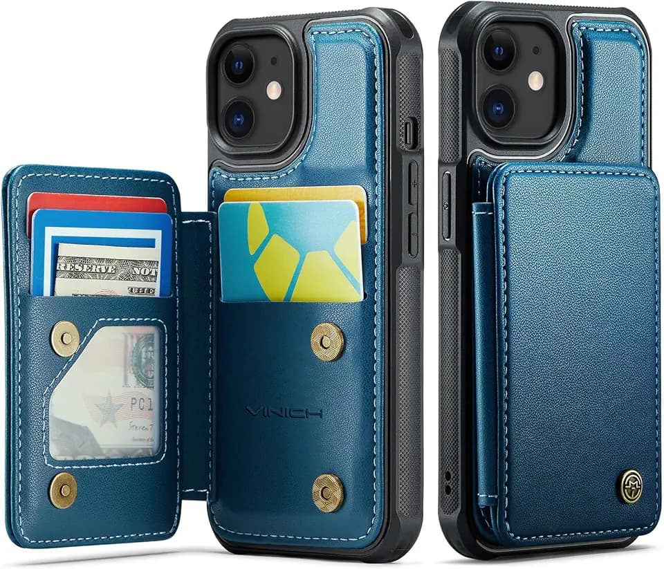 Vinich for iPhone 11 Wallet Case with Card Holder, Blue