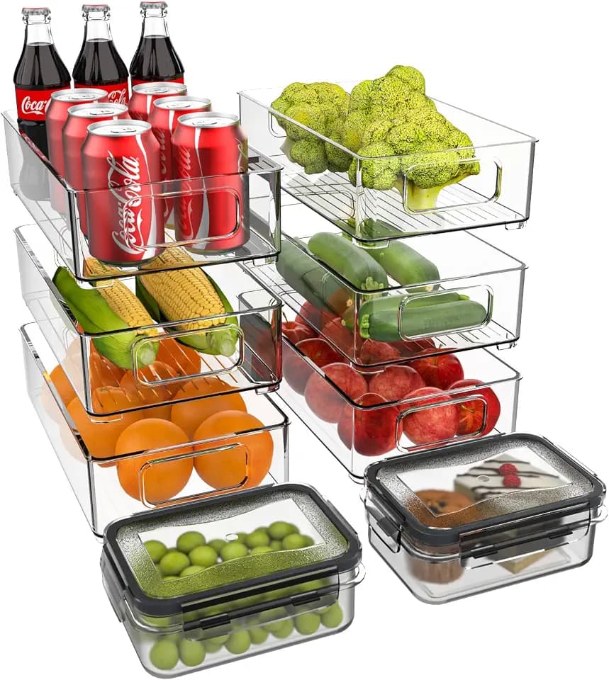 Kühlschrank Organizer Stapelbar, Aufbewahrungsbox Küche (8 Stück)