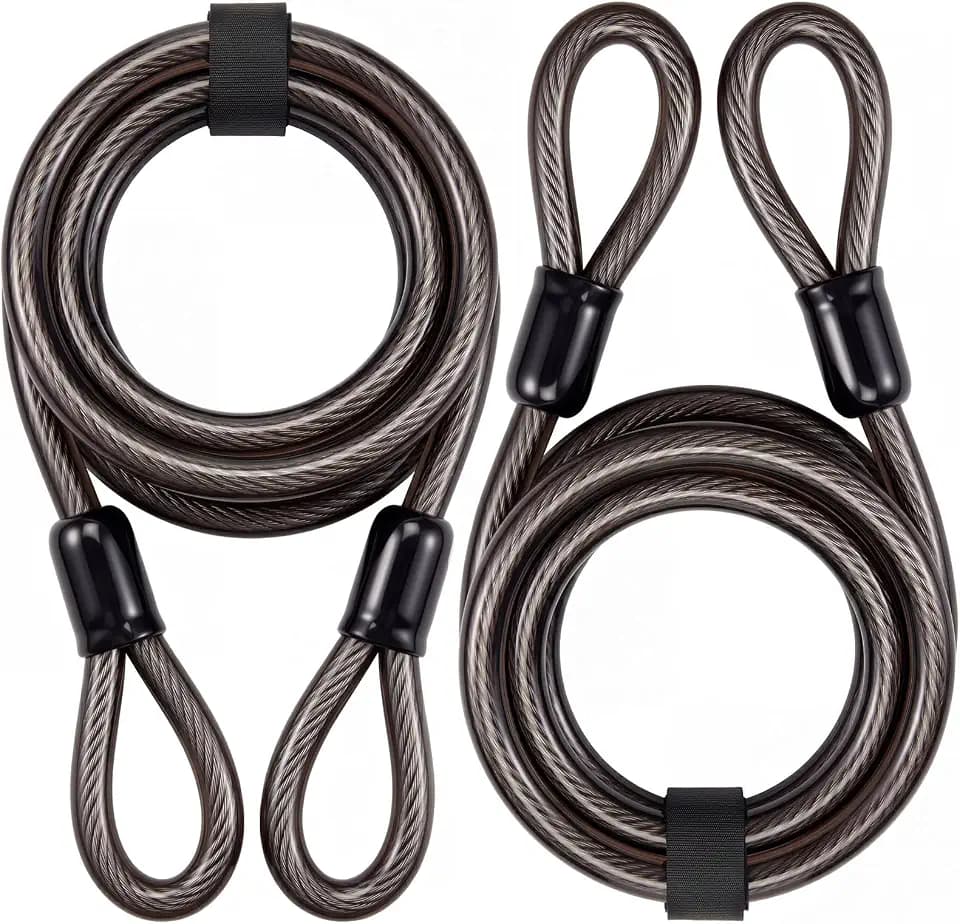 Shimeyao 2 Pcs 12mm Braided Steel Security Cable Double Looped Ends, 4 ft