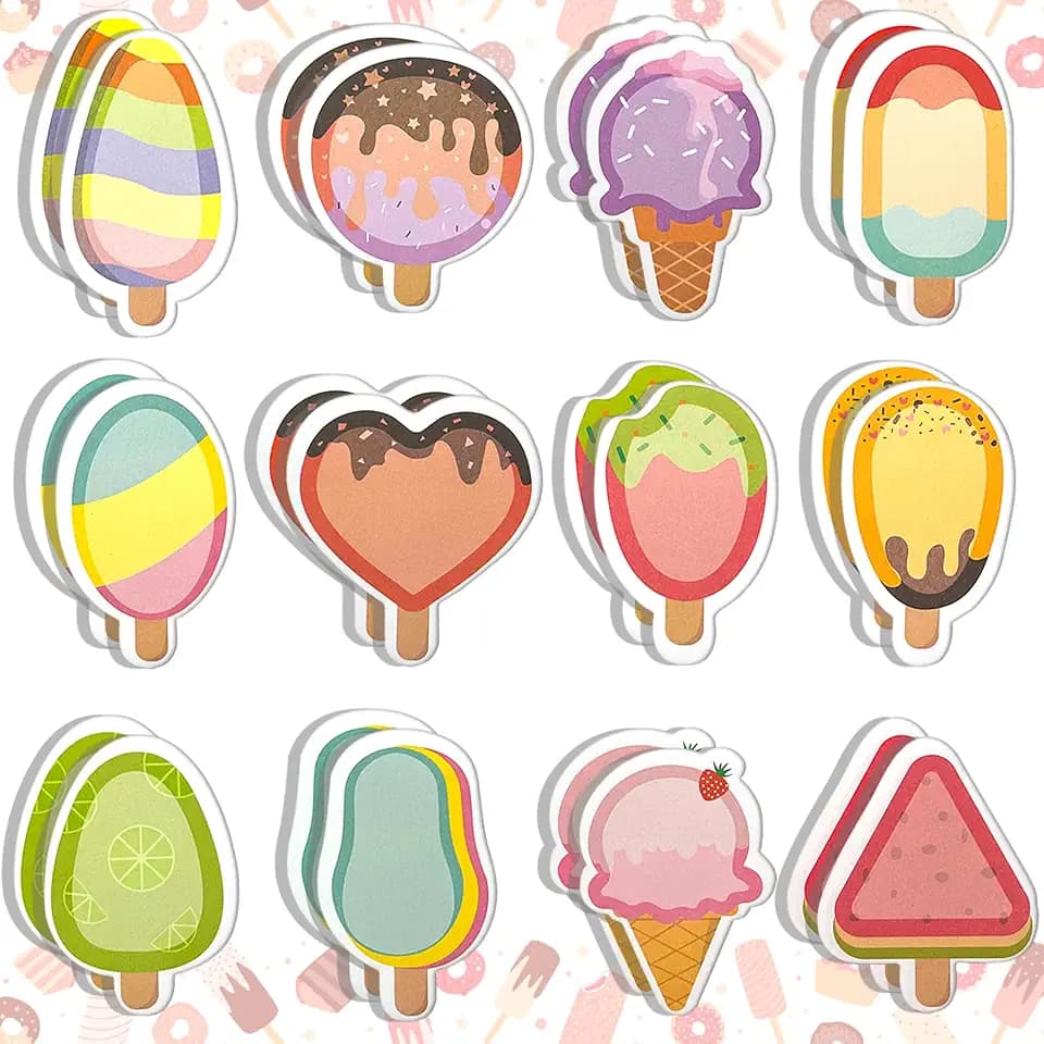 YeahBoom 24Pack Haftnotizen,720 Blatt Kleine Haftnotizen Kinder,Eiscreme Haftnotiz,Niedliche Mini-Haftnotizen,Klebezettel,Eiscreme Haftnotizblock,Schulnotizen, Büronotizen, Geschenke Kinder