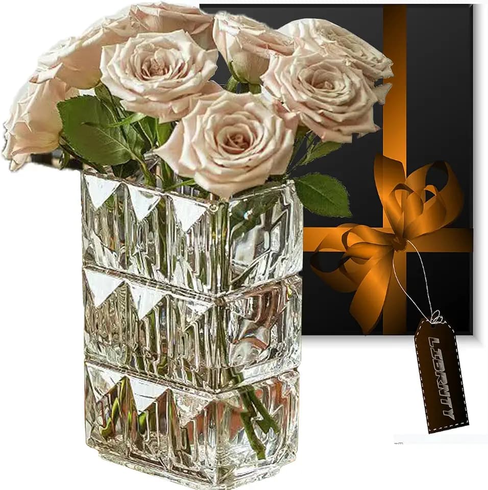 Glas Blumenvase,vasen deko,Regenbogen vase,vase für tulpen,Moderne Glasvase für Blumen,Als Dekoration für Balkon Fensterbank Wohnzimmertisch,Einweihungsgeschenk (Bernstein)