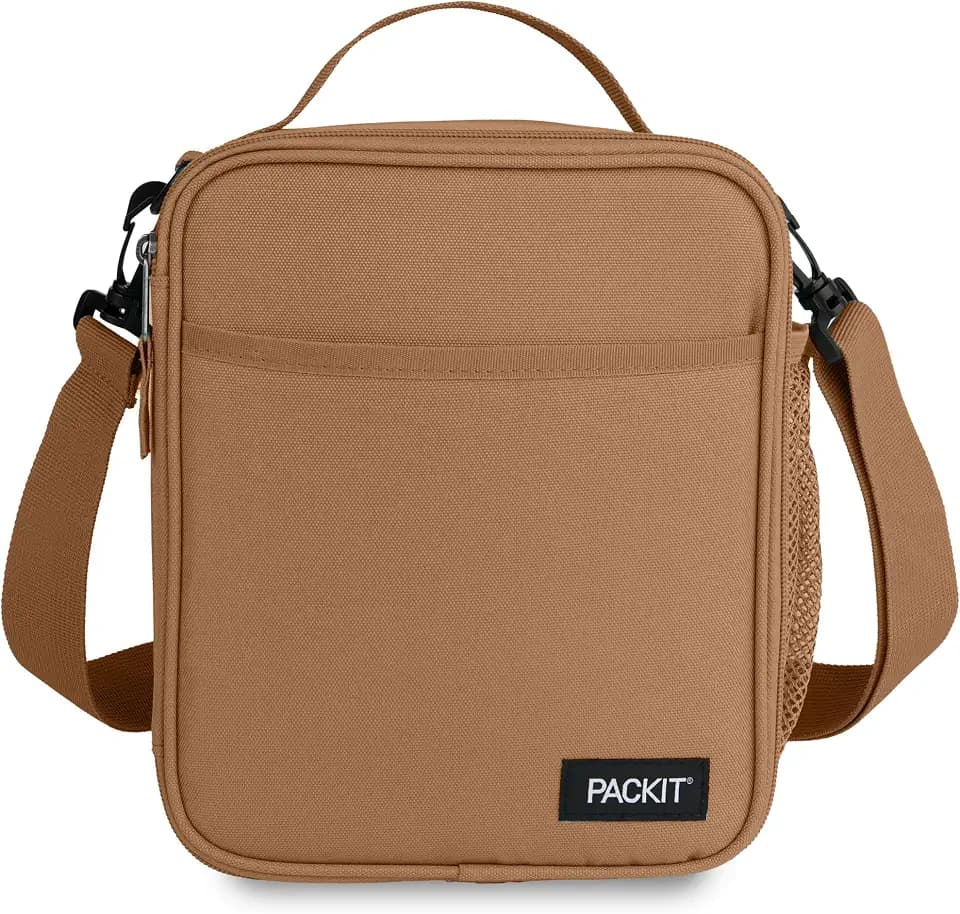 PackIt Freezable Crossbody Lunch Box, Almond
