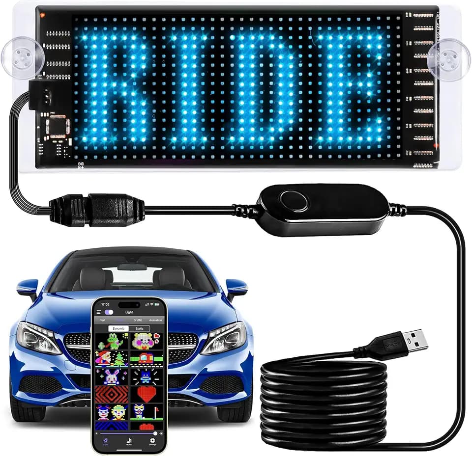 Light Sign for Car, 6.7''x2.7'' Programmable Flexible LED Matrix Panel