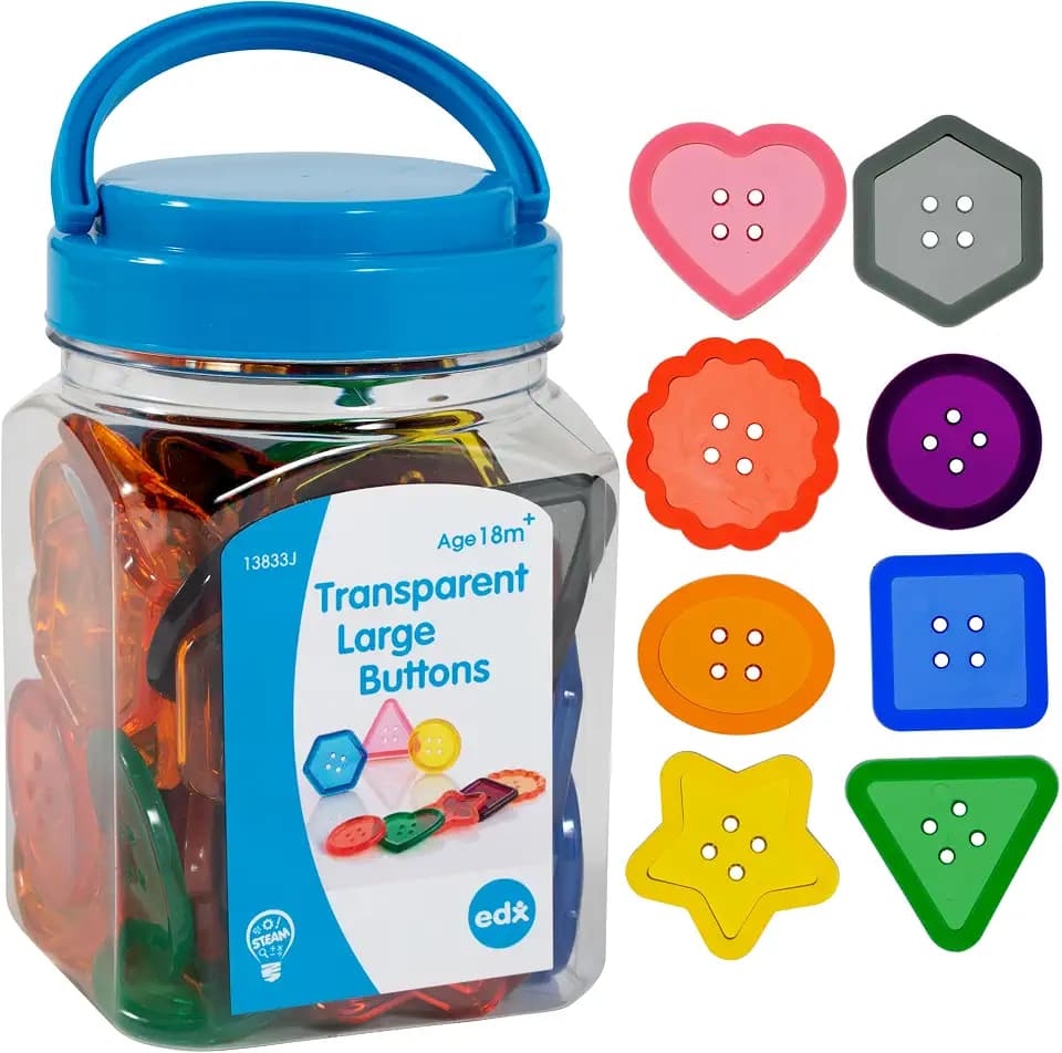 edxeducation Transparent Large Buttons, Mini Jar
