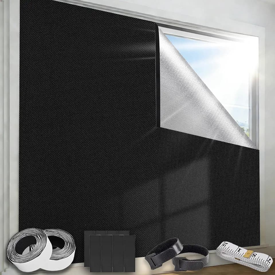 Fenster Verdunkelung Magnetisch 145X200CM Verdunklungsrollo Ohne Bohren 420D Oxford Zuschneidbar Sonnenschutz Dachfenster Verdunkelung Tragbare Blackout Blinds für Ferienhäuser, Wohnmobilfenster