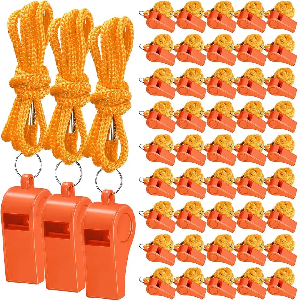Flutesan 48 Pcs Whistles with Lanyard Bulk Loud for Coach Referees