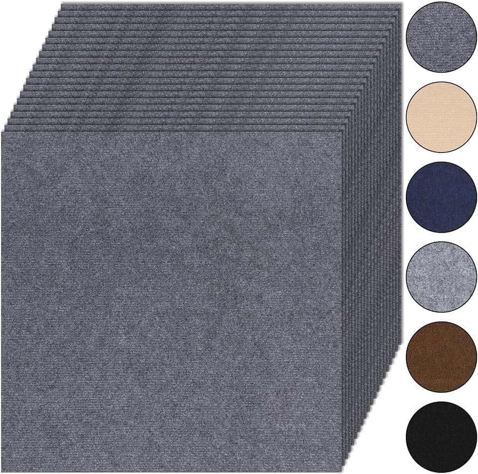 20 Pcs Peel and Stick Carpet Tiles, Non-Slip 24"x24" Flooring
