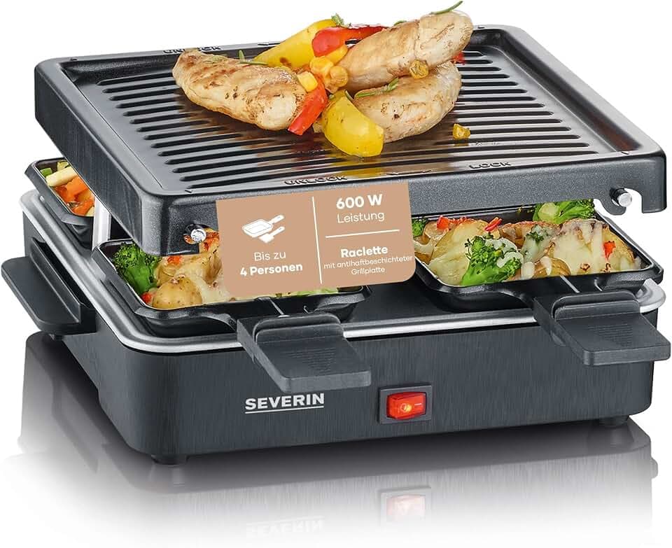 Severin Mini Raclette-Grill, 4 Personen, platzsparend und kompakt