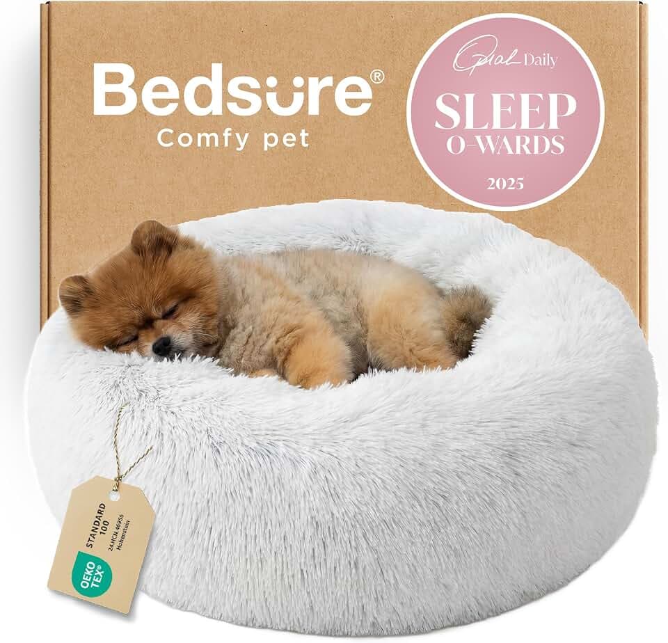 Bedsure Calming Small Dog Bed Donut Washable Cat＆Puppy Bed,23 inches