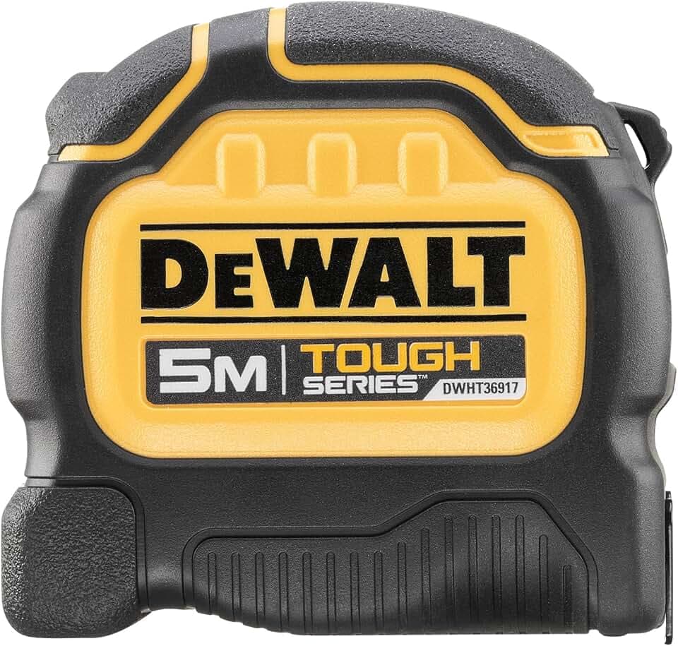 DeWALT Toughseries™ Maßband, 5 m (Breite 32 mm) (nur metrisch), Rip-Shield, Klingenbeschichtung, die erhöhte Haltbarkeit bietet, ultra-robustes Gehäuse hält das Band sicher und sicher, EC-Klasse II