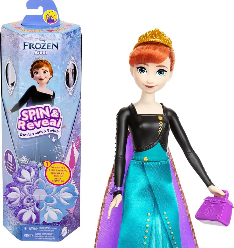 Mattel Disney Frozen Anna Fashion Doll Surprise Set, Spin & Reveal