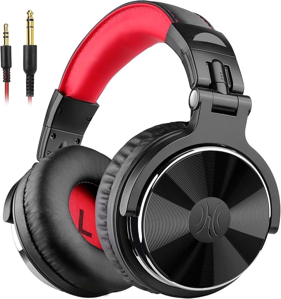 OneOdio Wired DJ Hi-Res Over-Ear Headphones for PC, Keyboard Guitar - Red