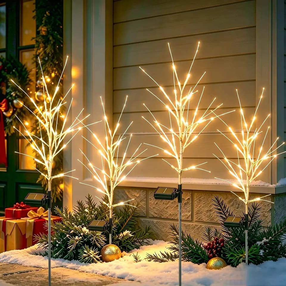 Christmas Decorations Outdoor Solar Christmas Tree Lights with 96 LED, Warm