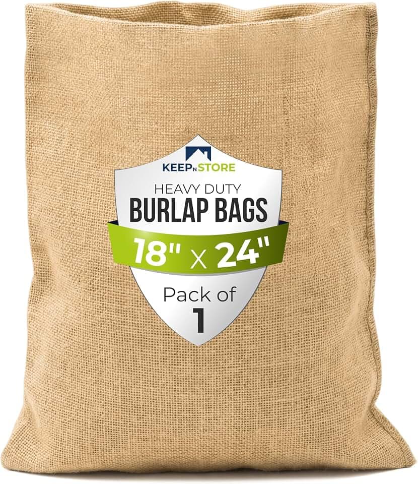Burlap Storage Bag 18" x 24", Pack of 1 – Natural Jute Gunny Sack for Storage of Vegetables, Gardening & Farm Use, Breathable Heavy-Duty Burlap Bags
