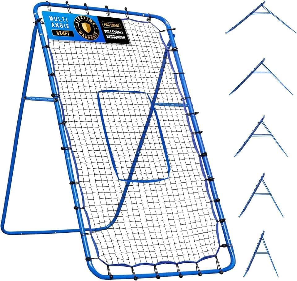 Volleyball Baseball Rebounder Net, Softball Rebounder Pitchback Net Quick Adjustments, Quick Adjustments Lacrosse Bounce Back Practice Equipment, Ideal for Outdoor Indoor and Backyard Training