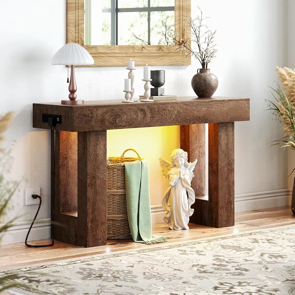 Unikito 47" Entryway Table with Sensor Light & AC Outlets with USB-C Ports