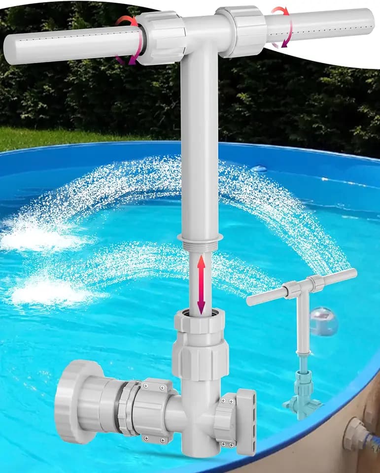 2026 Dual Spray Pool Fountain, 2-in-1 Retractable Height 360° Adjustable Waterfall Sprinkler Fountain, High-Pressure Pool Spray Fountain for Swimming Pool Spa Cooling, Grey