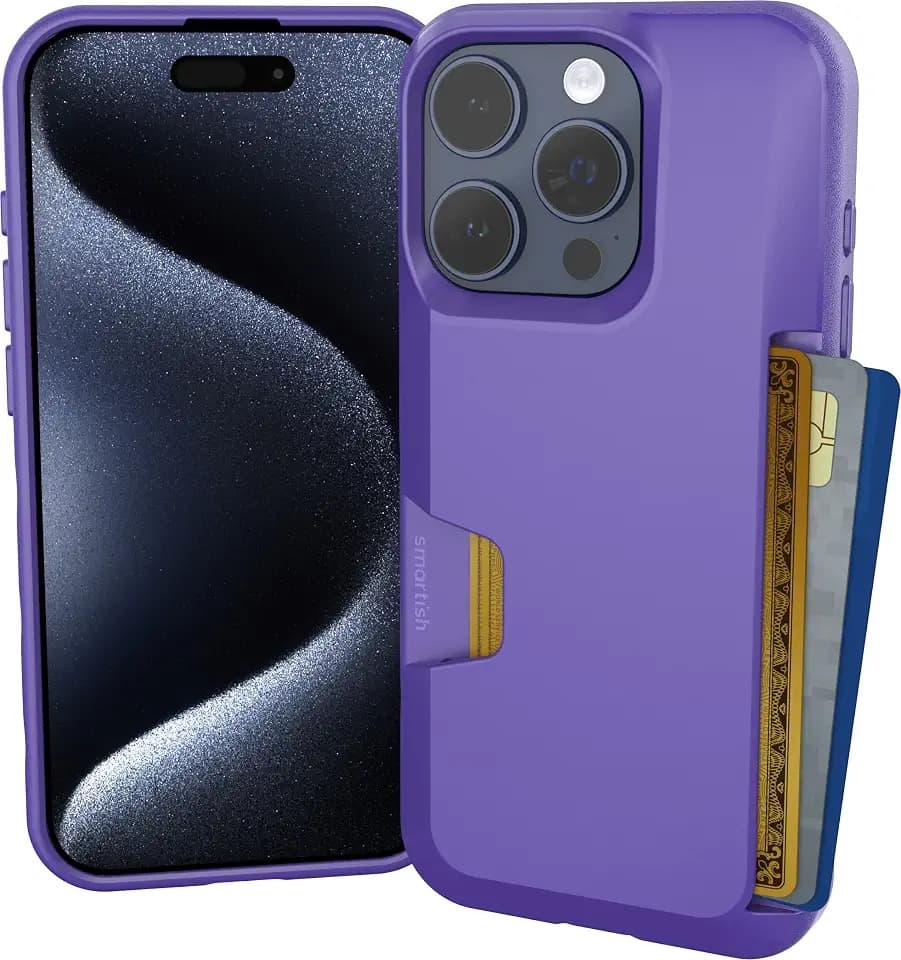 Smartish iPhone 15 Pro Wallet Case, Card Holder, Wallet Slayer V1, Purple