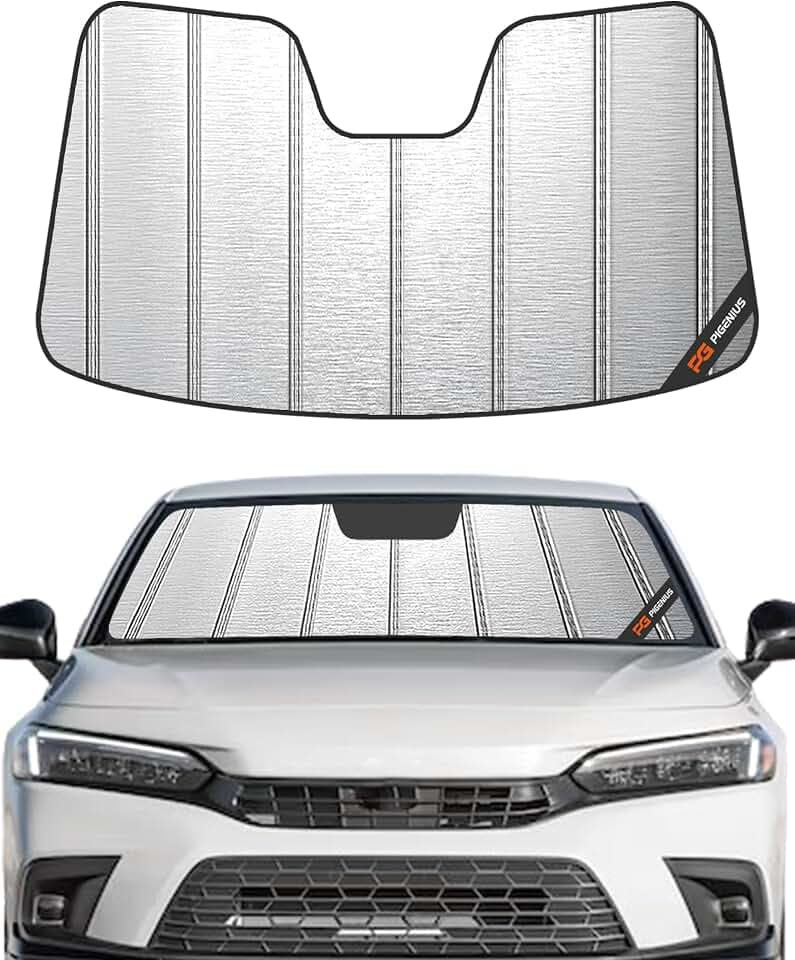 Pigenius Windshield Sunshade for 2022-2026 Honda Civic, Metallic Silver Finish